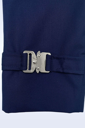 Navy Notched Lapel 2 Pieces Slim Fit Men Formal Suits with Lapel Chain